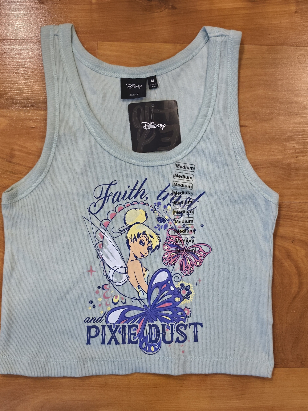 Disney Girls' Light Blue Tinker Bell Pixie Dust Tank Top Sz M
